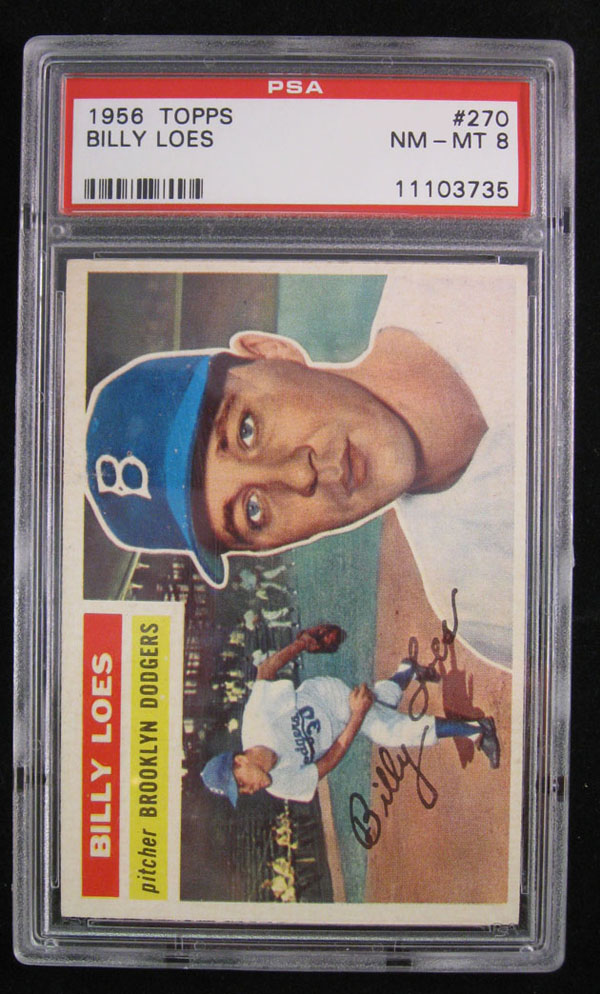 1956 Topps Billy Loes 270 PSA 8 Dodgers